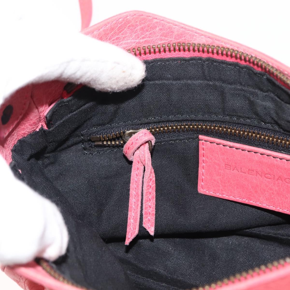 BALENCIAGA Hip Shoulder Bag Leather Pink 242803 Auth bs30644