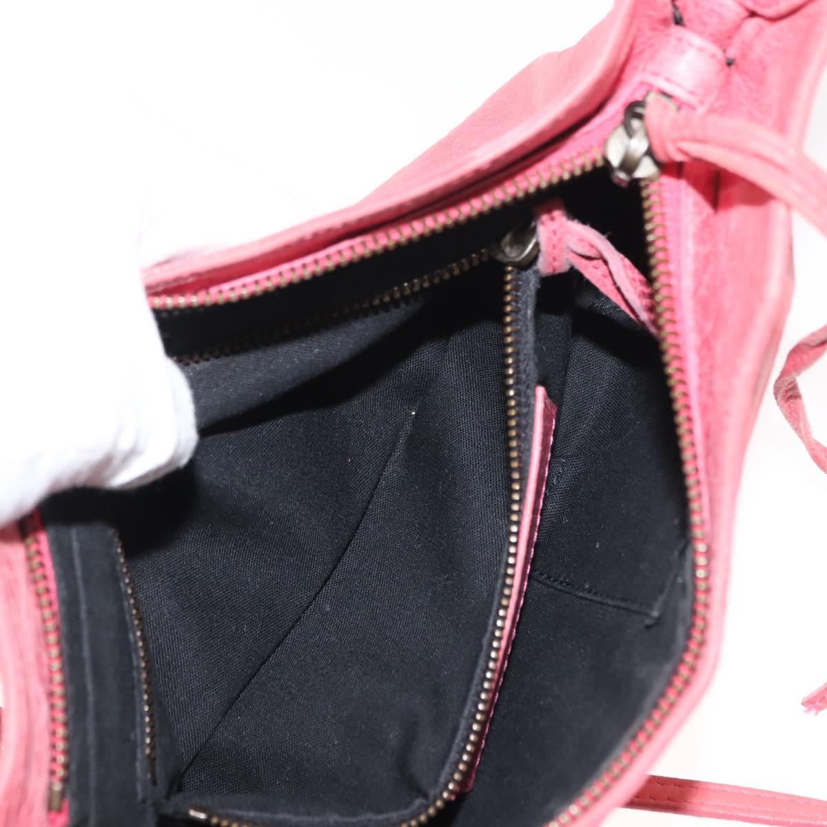 BALENCIAGA Hip Shoulder Bag Leather Pink 242803 Auth bs30644