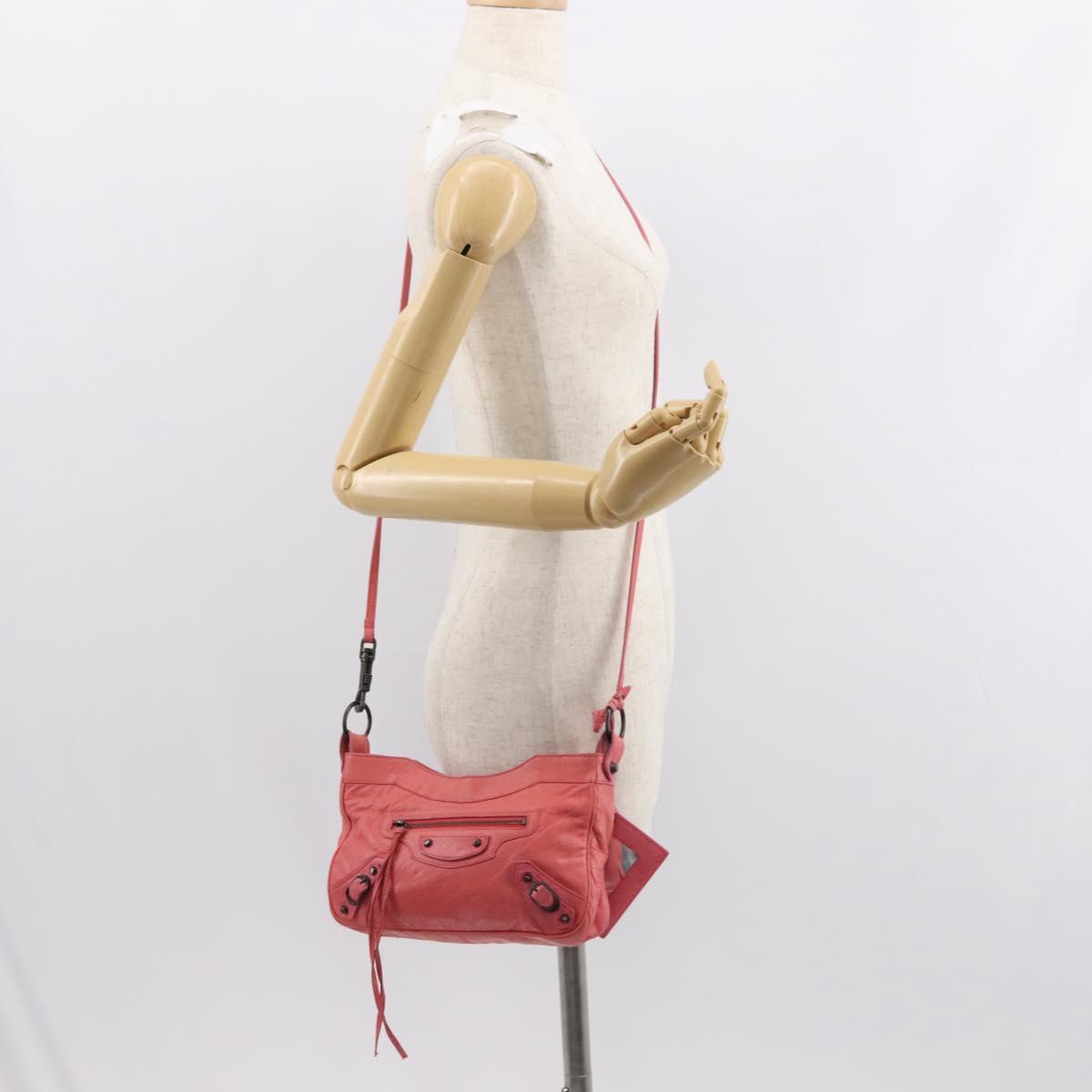 BALENCIAGA Hip Shoulder Bag Leather Pink 242803 Auth bs30644