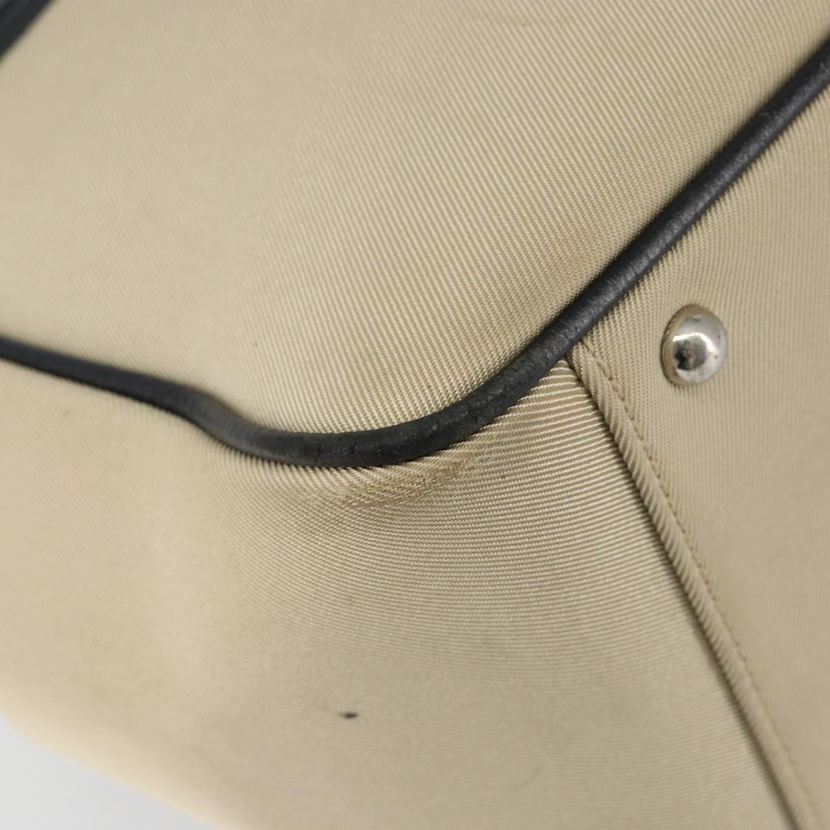 BURBERRY Nova Check Hand Bag Canvas Beige Silver Auth bs30646