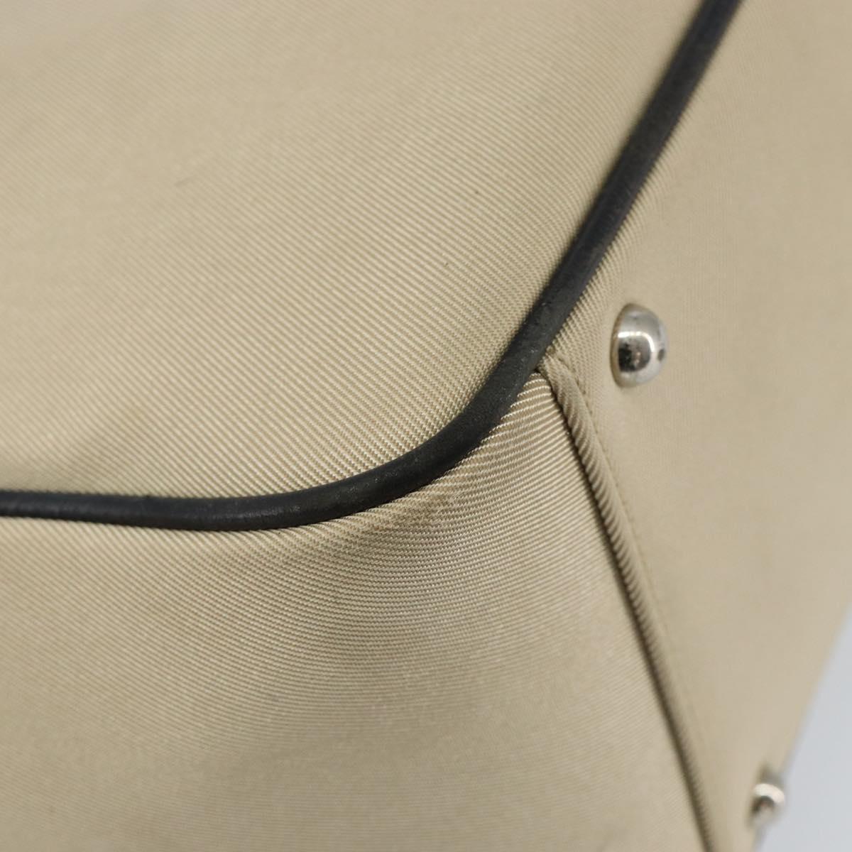 BURBERRY Nova Check Hand Bag Canvas Beige Silver Auth bs30646