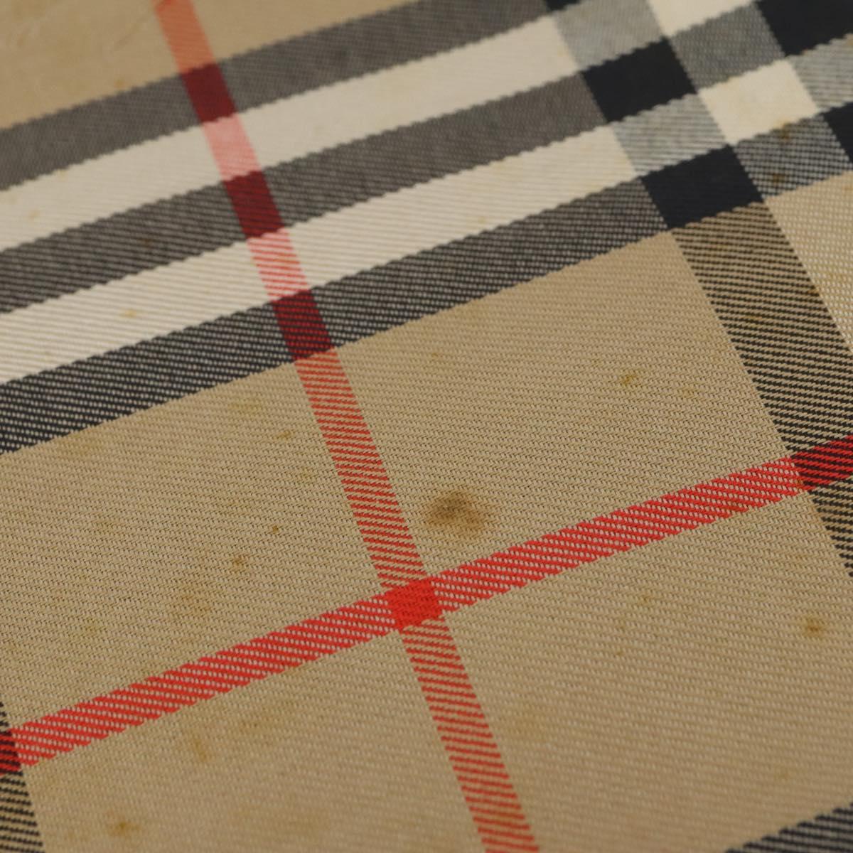 Burberrys Nova Check Garment Cover Canvas Leather Beige Gold Auth bs30652