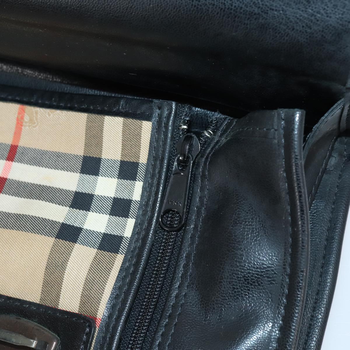 Burberrys Nova Check Garment Cover Canvas Leather Beige Gold Auth bs30652