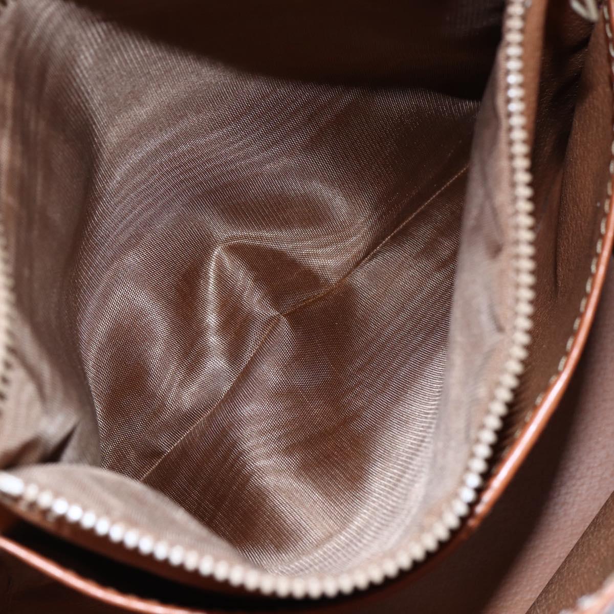 CELINE Macadam Canvas Hand Bag PVC Leather Brown Gold Auth bs30654