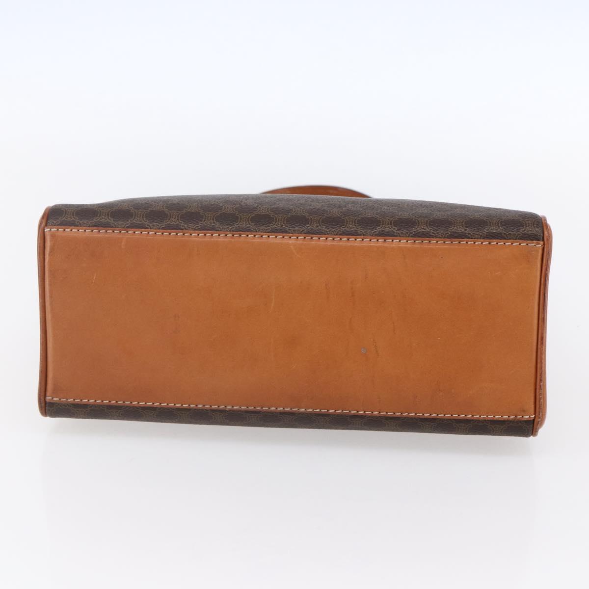 CELINE Macadam Canvas Hand Bag PVC Leather Brown Gold Auth bs30654