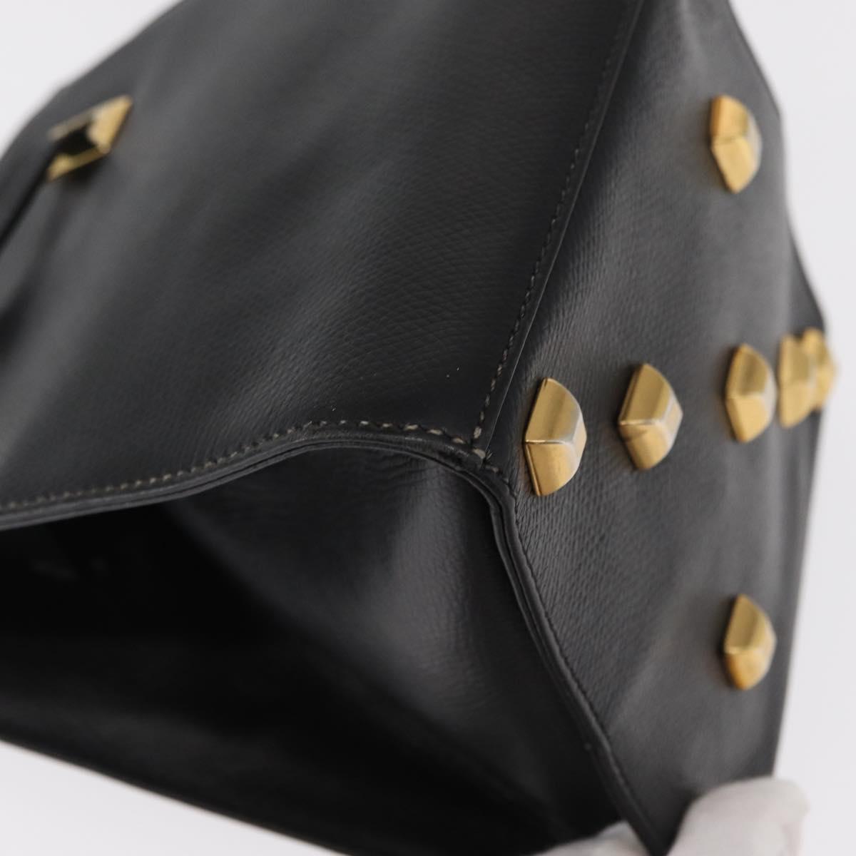 Salvatore Ferragamo Shoulder Bag Leather Gold Black Auth bs30658