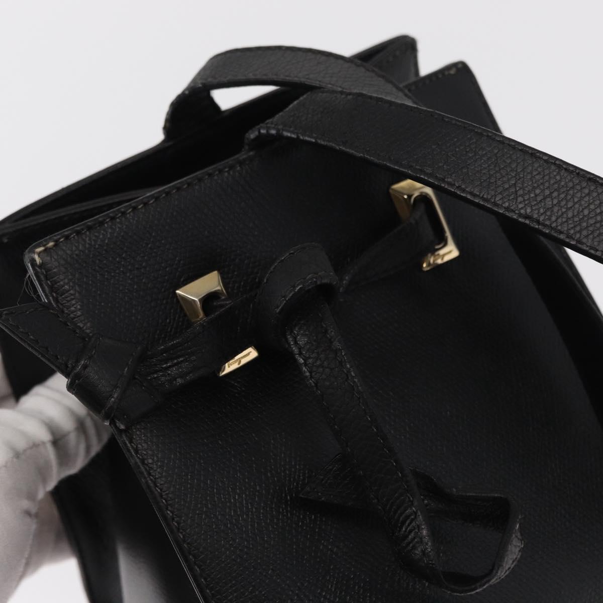 Salvatore Ferragamo Shoulder Bag Leather Gold Black Auth bs30658