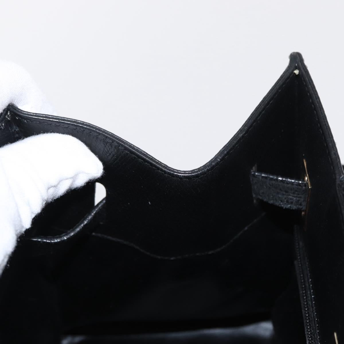 Salvatore Ferragamo Shoulder Bag Leather Gold Black Auth bs30658