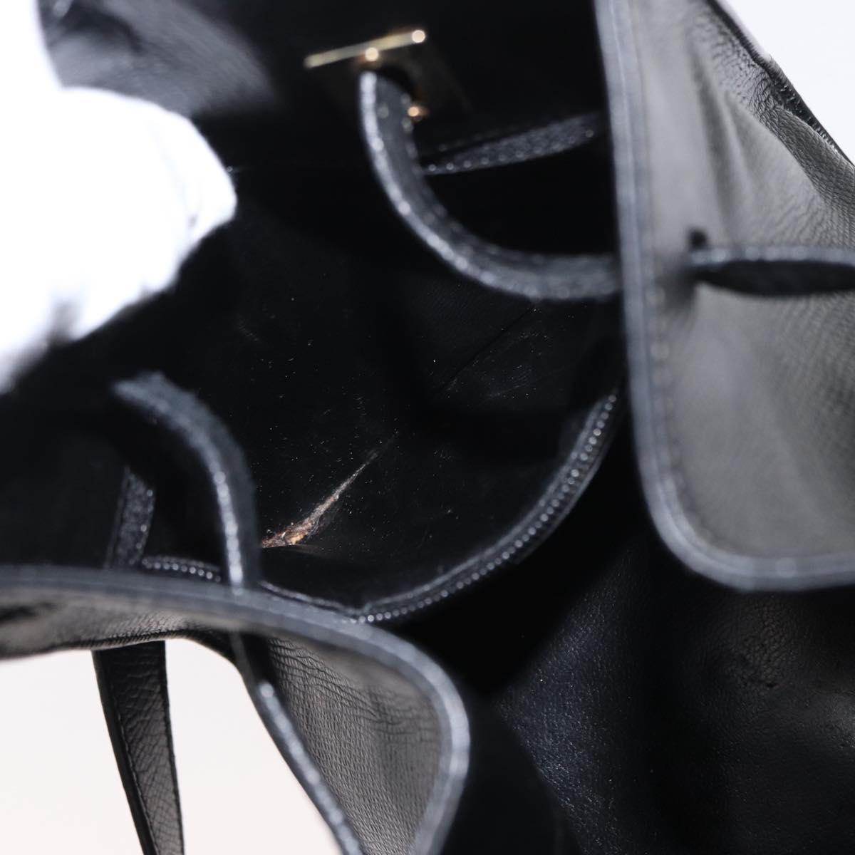 Salvatore Ferragamo Shoulder Bag Leather Gold Black Auth bs30658