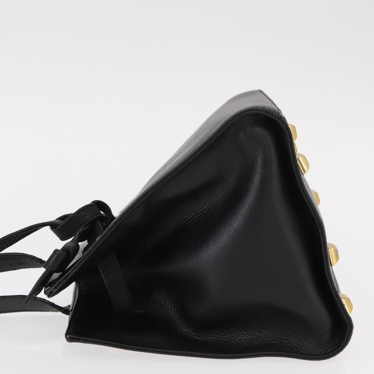 Salvatore Ferragamo Shoulder Bag Leather Gold Black Auth bs30658