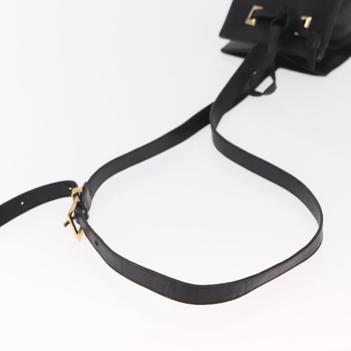 Salvatore Ferragamo Shoulder Bag Leather Gold Black Auth bs30658