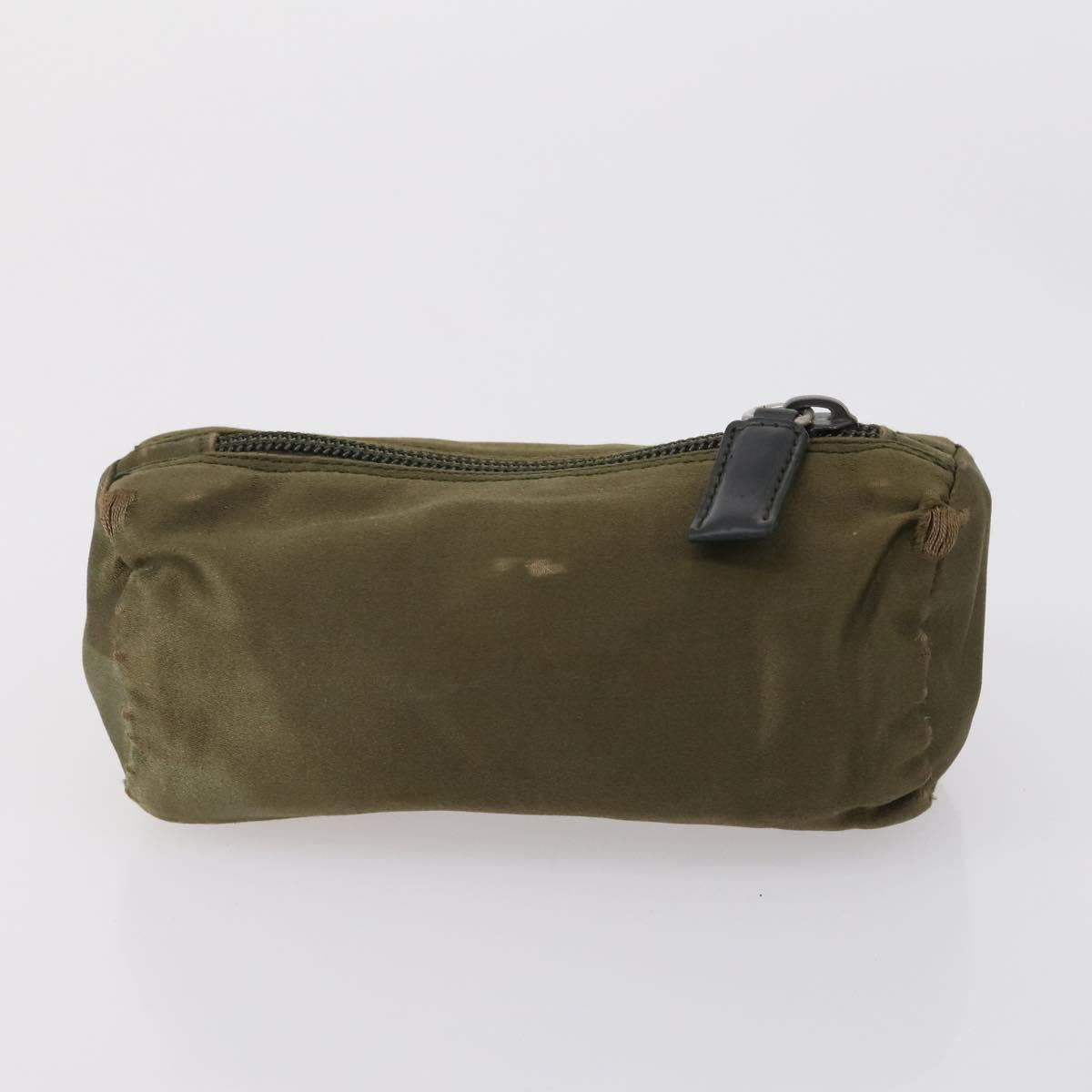 PRADA Pouch Nylon 5 Set Red Khaki Auth bs30659