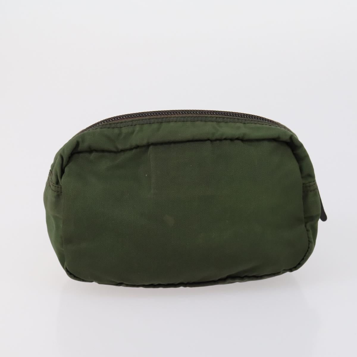 PRADA Pouch Nylon 5 Set Red Khaki Auth bs30659