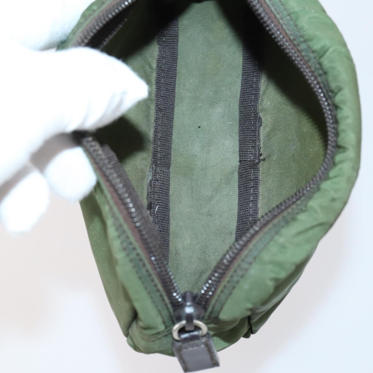 PRADA Pouch Nylon 5 Set Red Khaki Auth bs30659