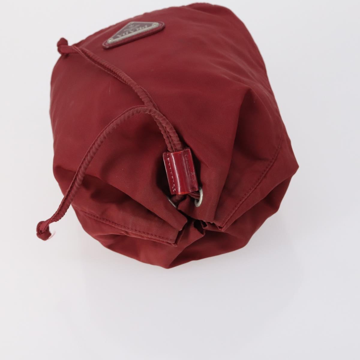 PRADA Pouch Nylon 5 Set Red Khaki Auth bs30659