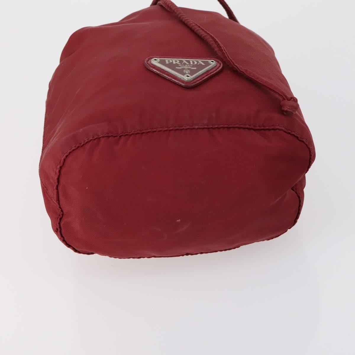 PRADA Pouch Nylon 5 Set Red Khaki Auth bs30659