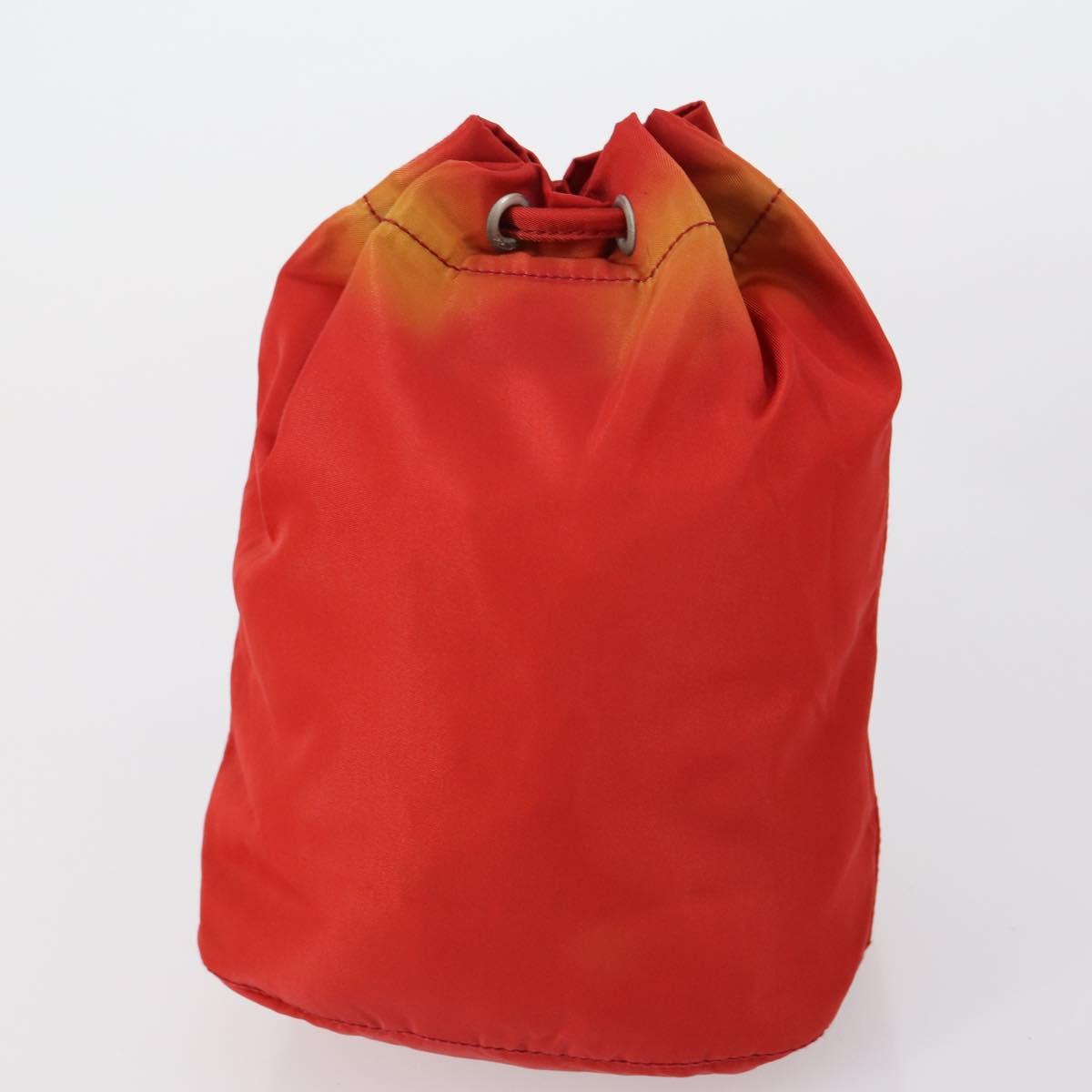 PRADA Pouch Nylon 5 Set Red Khaki Auth bs30659