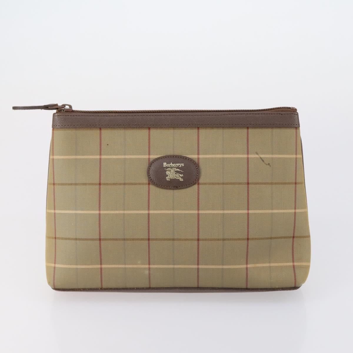 Burberrys Nova Check Clutch Bag Canvas Leather 5 Set Beige Black Auth bs30660