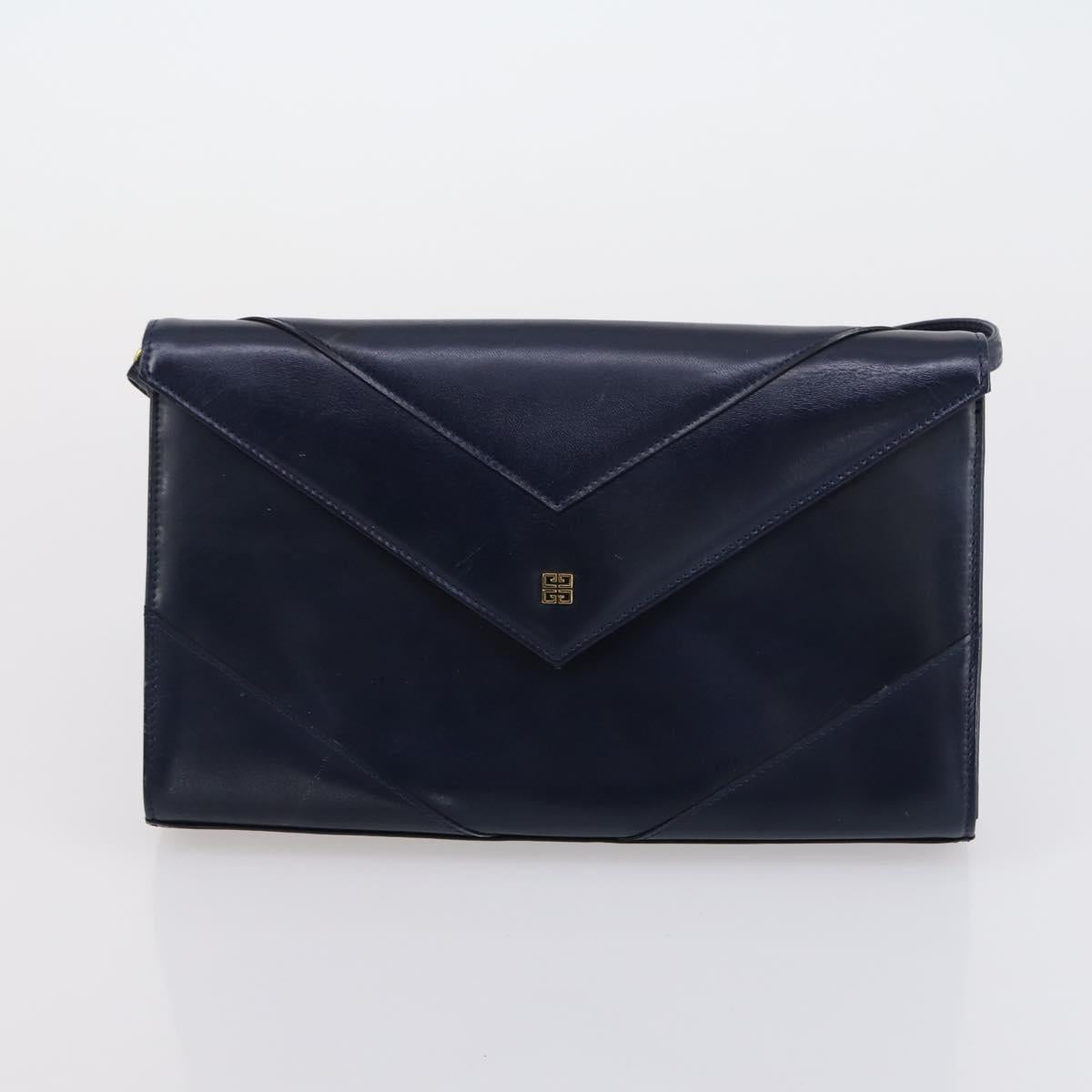 GIVENCHY Shoulder Bag Leather 2 Set Navy Black Auth bs30664
