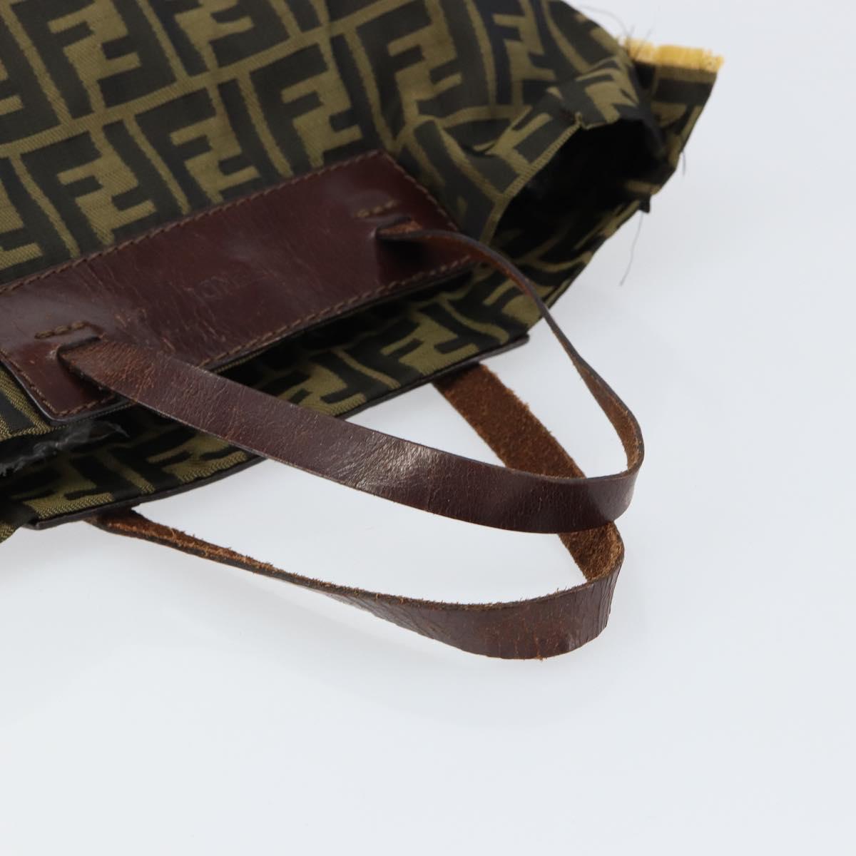 FENDI Zucca Canvas Hand Bag Black Brown Auth bs30706