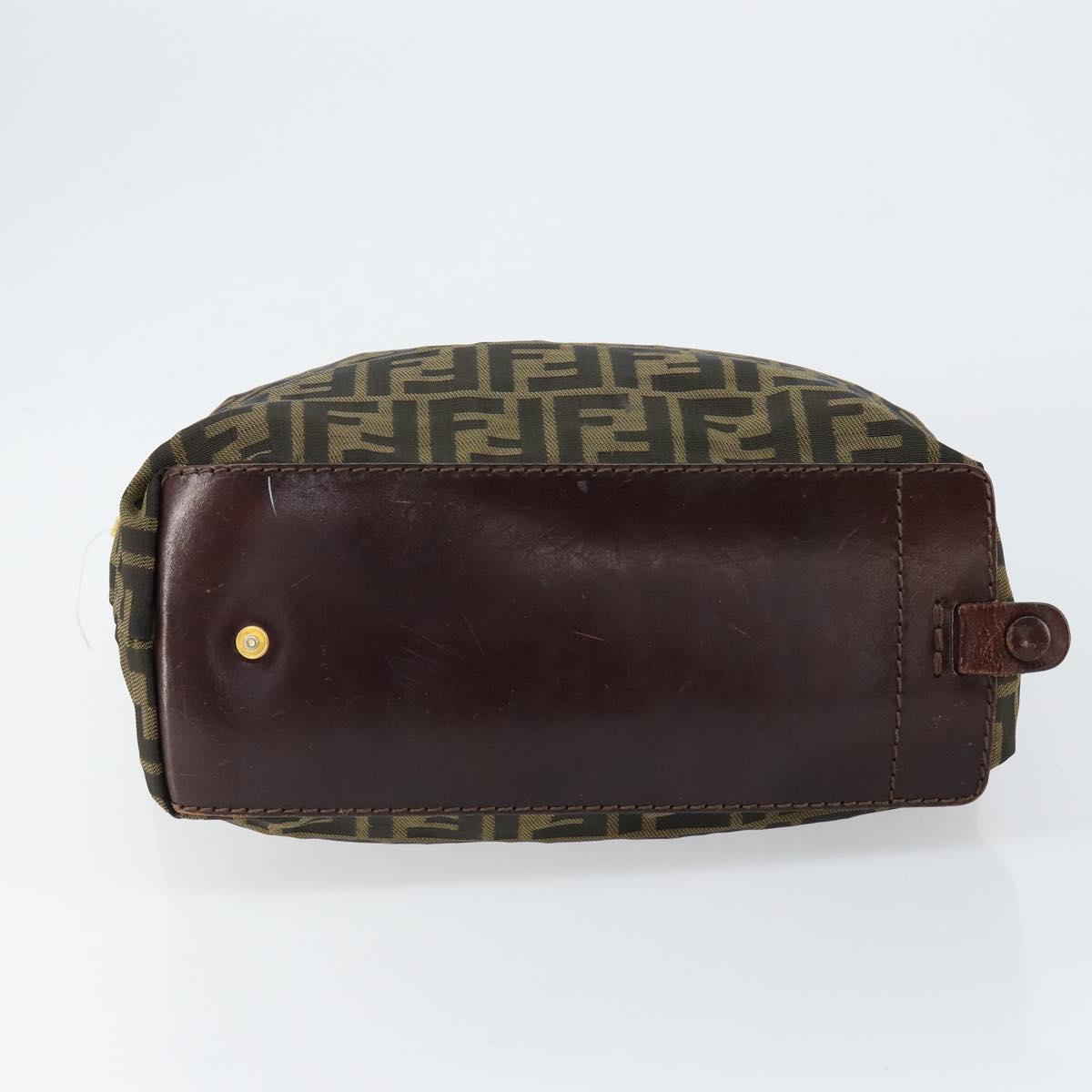 FENDI Zucca Canvas Hand Bag Black Brown Auth bs30706