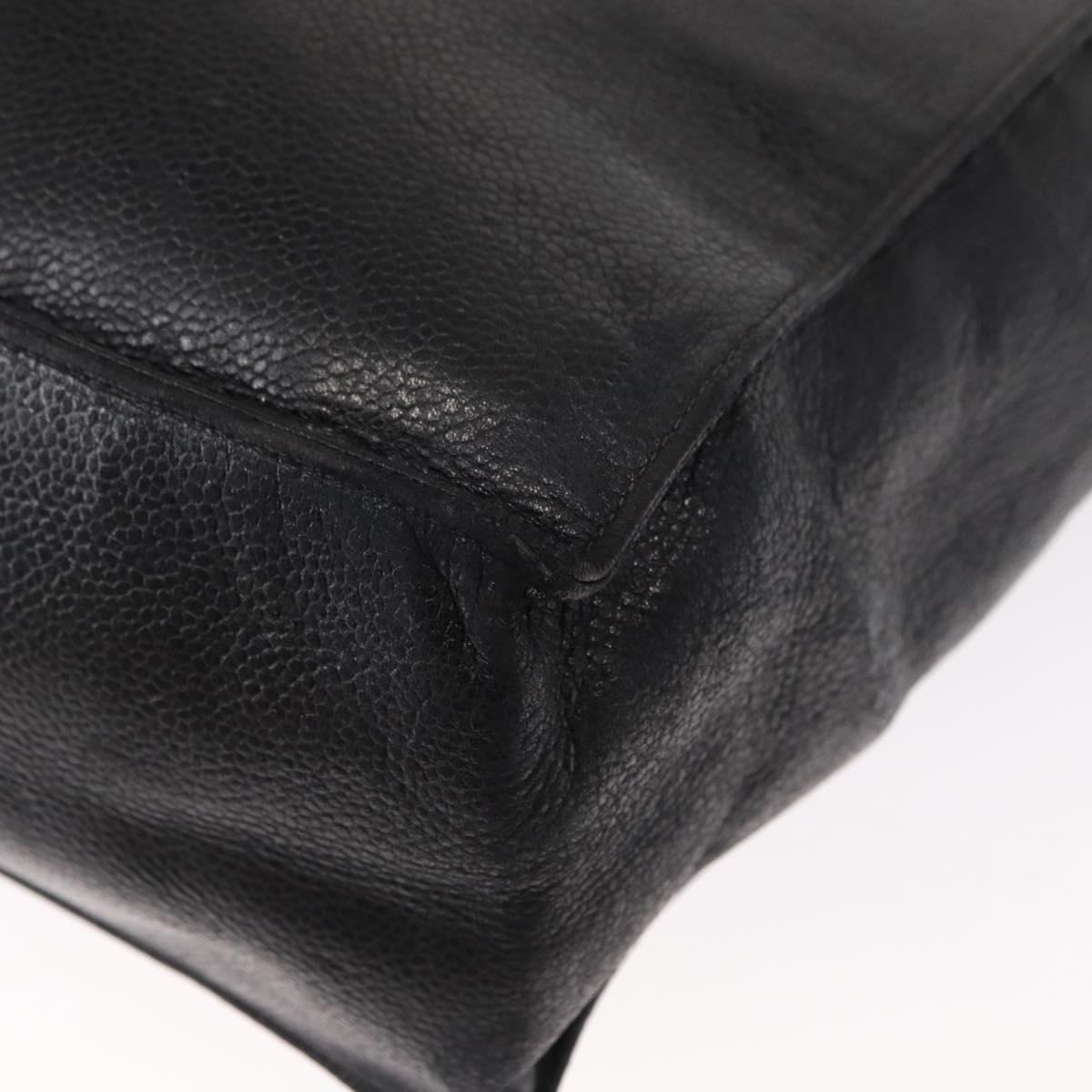 CHANEL COCO Mark Tote Bag Caviar Skin Black Gold CC Auth bs30707