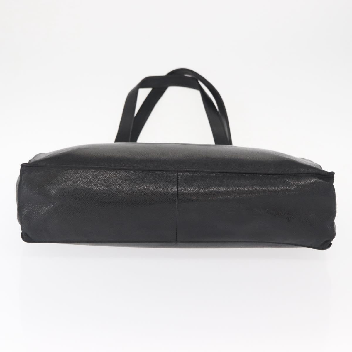 CHANEL COCO Mark Tote Bag Caviar Skin Black Gold CC Auth bs30707