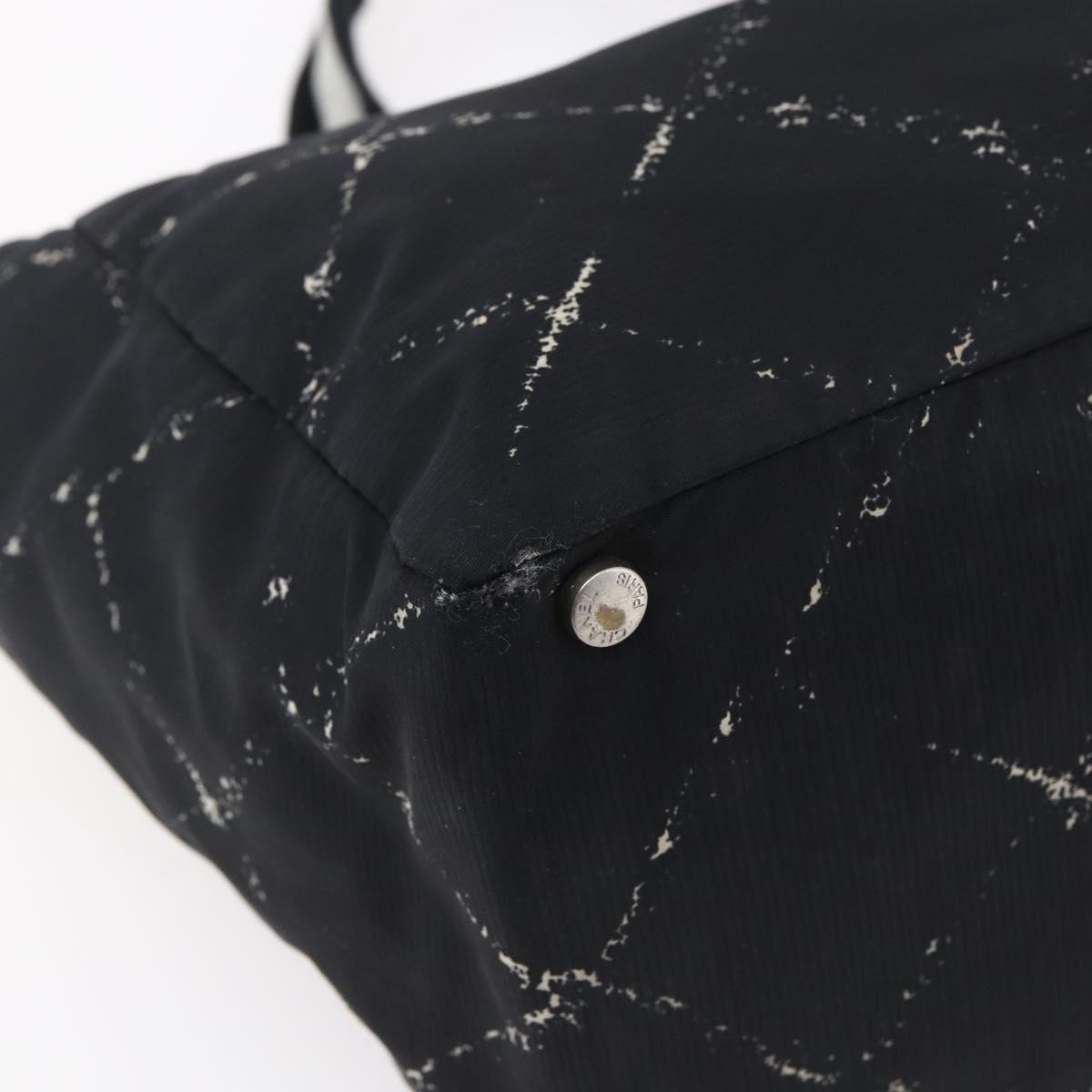 CHANEL New Travel Line Tote Bag Nylon Black Silver CC Auth bs30710