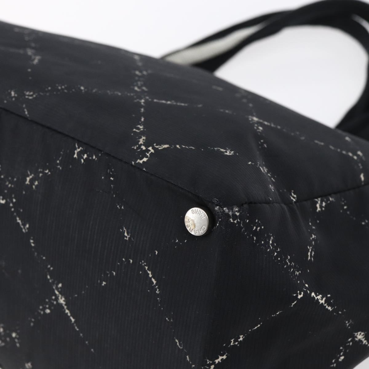 CHANEL New Travel Line Tote Bag Nylon Black Silver CC Auth bs30710