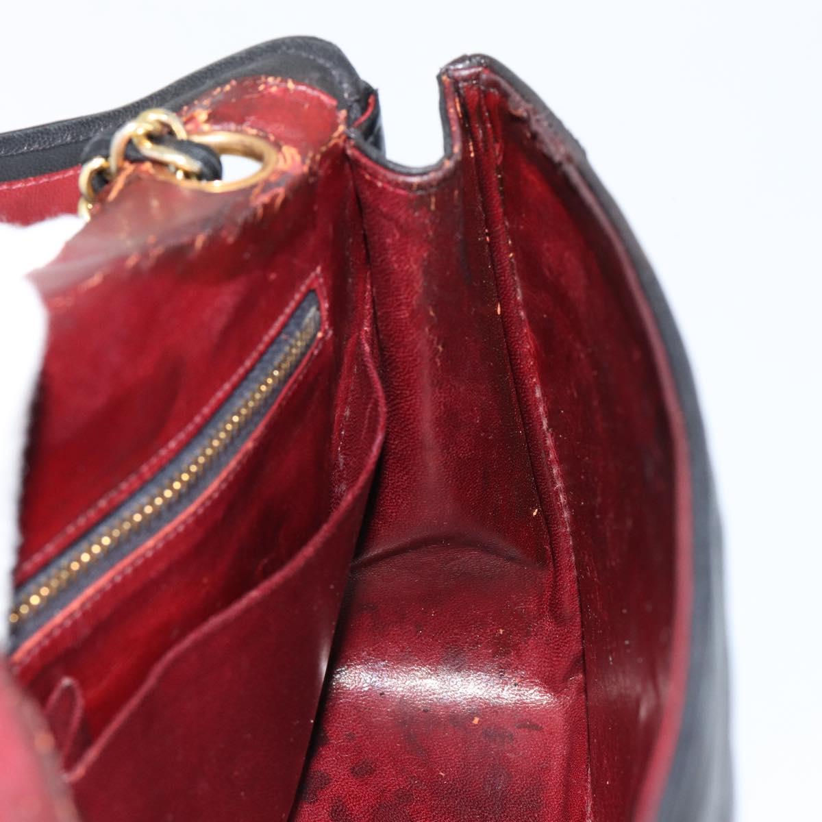 CHANEL Chain Shoulder Bag Lamb Skin Black Gold CC Auth bs30716