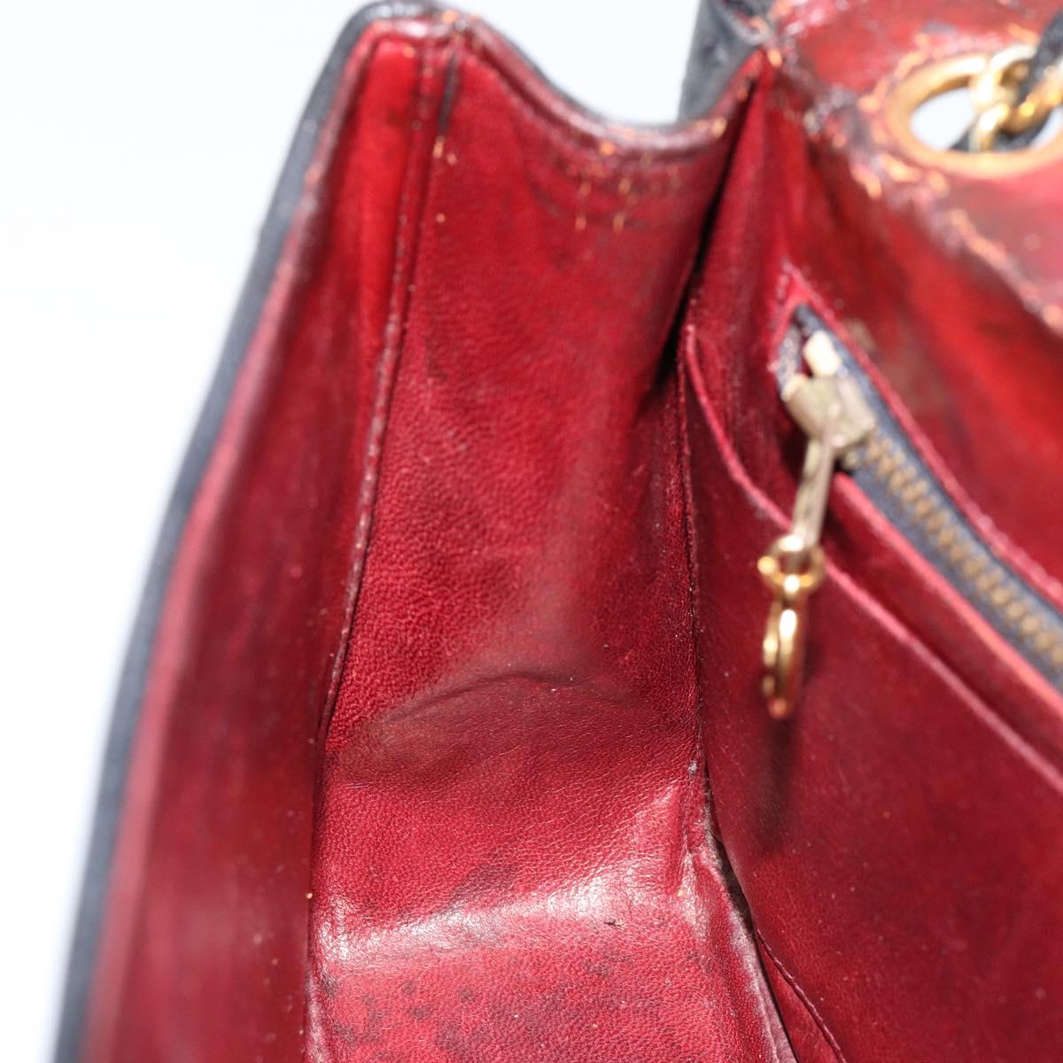 CHANEL Chain Shoulder Bag Lamb Skin Black Gold CC Auth bs30716