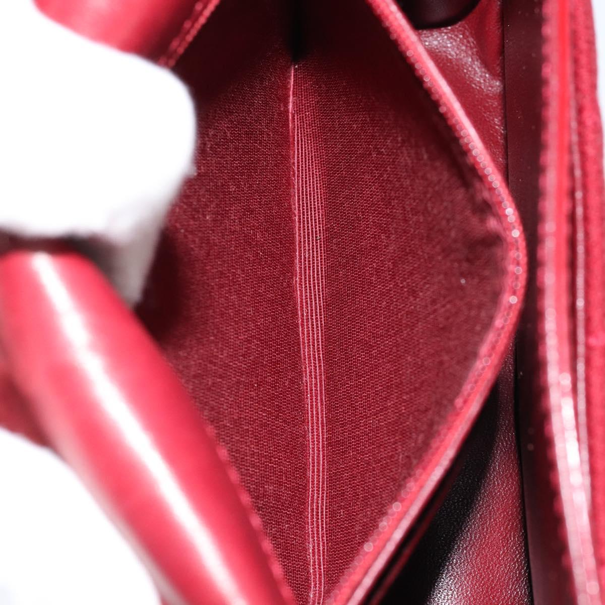 CHANEL 2.55 Matelasse Chain Shoulder Bag Enamel Red Silver CC Auth bs30717