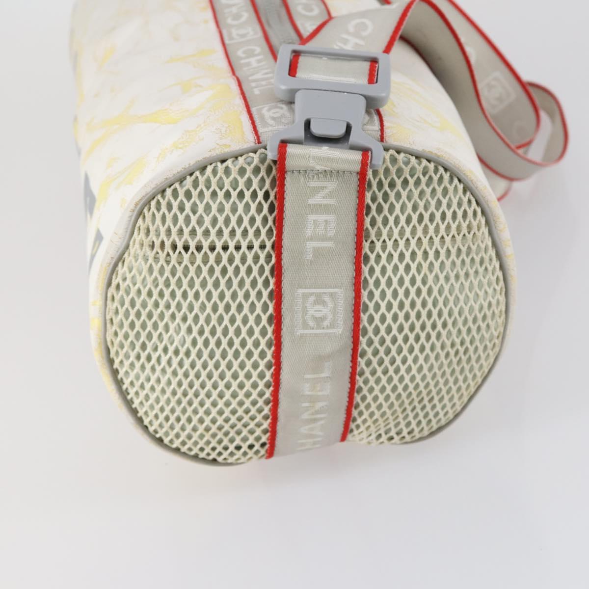 CHANEL Sports Line Shoulder Bag Vinyl White Silver CC Auth bs30721