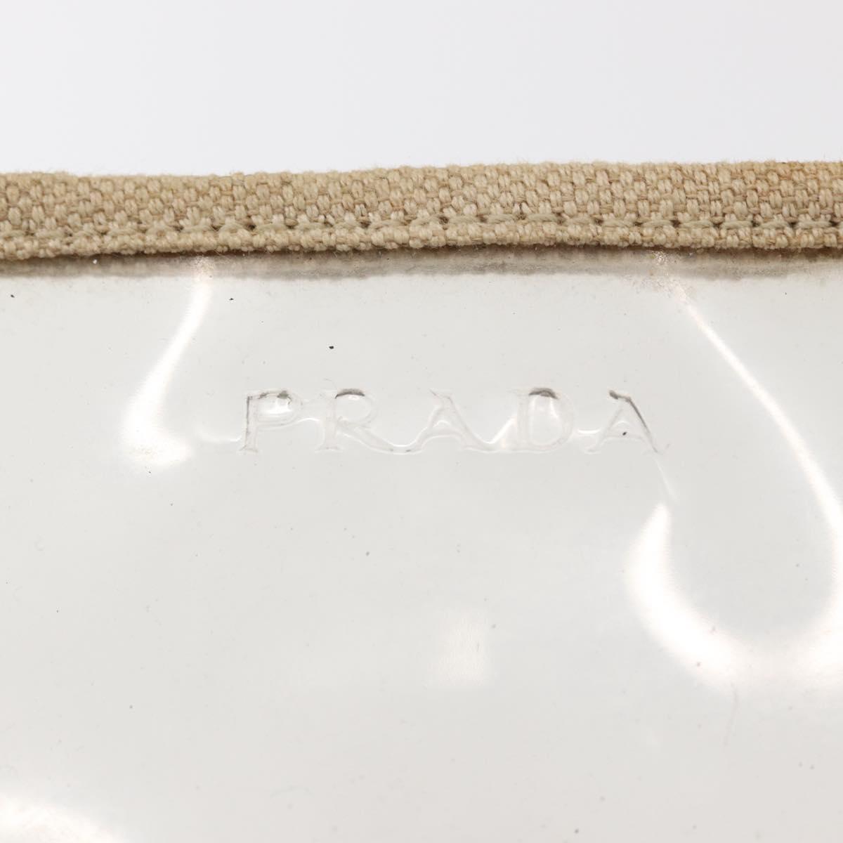 PRADA Hand Bag Vinyl Clear Beige Auth bs30723