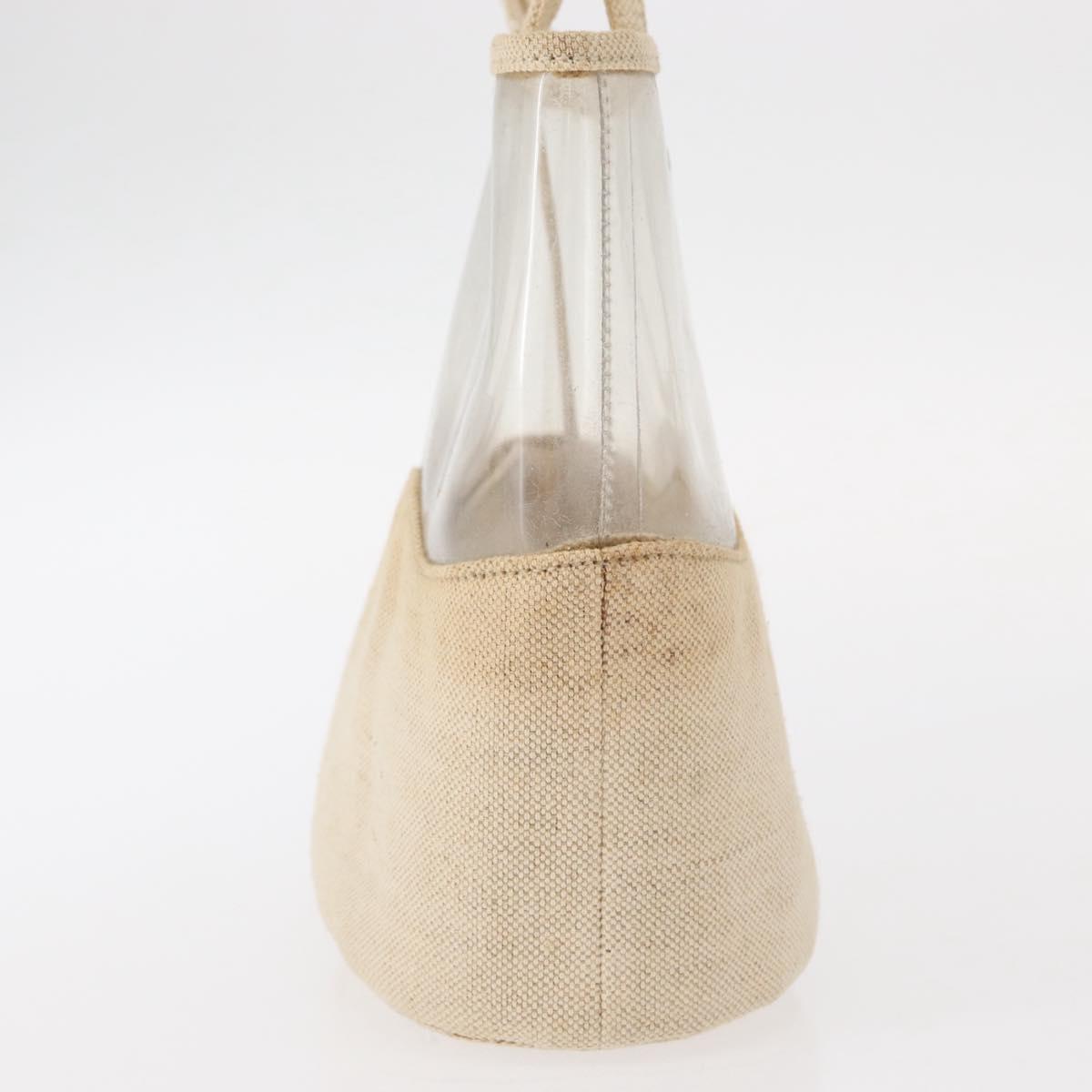 PRADA Hand Bag Vinyl Clear Beige Auth bs30723