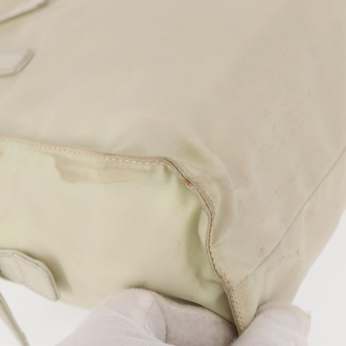 PRADA Hand Bag Nylon White Silver Auth bs30724