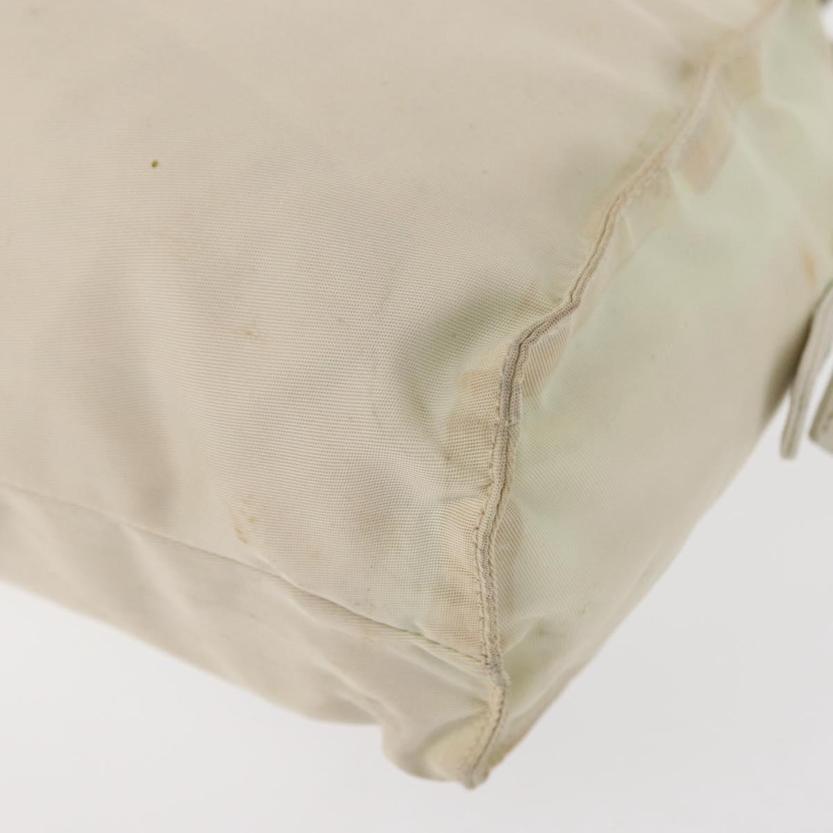 PRADA Hand Bag Nylon White Silver Auth bs30724