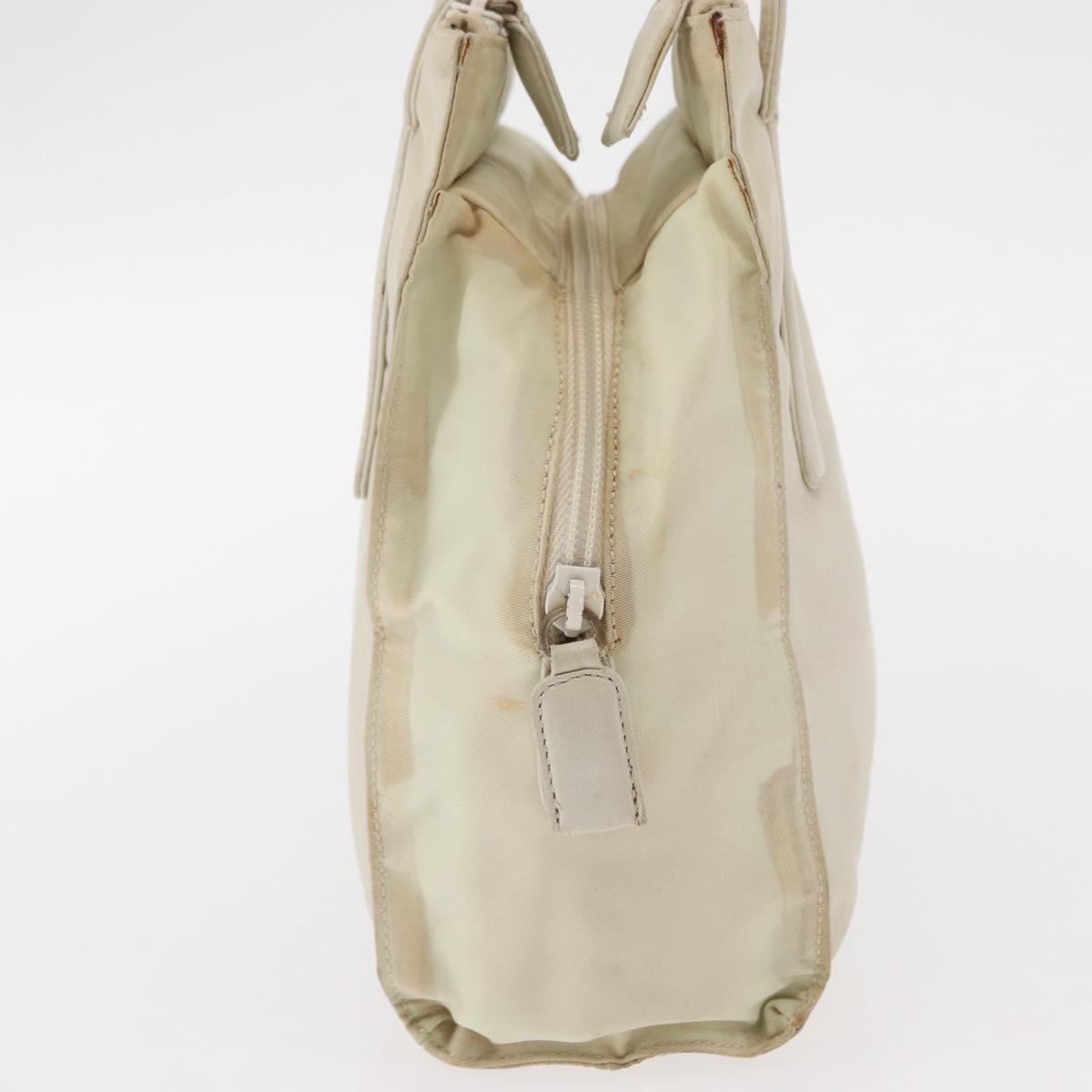 PRADA Hand Bag Nylon White Silver Auth bs30724