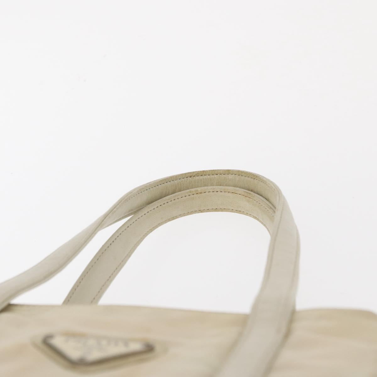 PRADA Hand Bag Nylon White Silver Auth bs30724