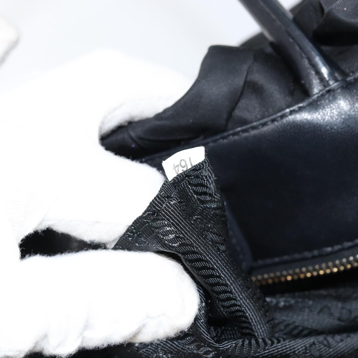 PRADA Hand Bag Nylon Leather Black Gold Auth bs30725