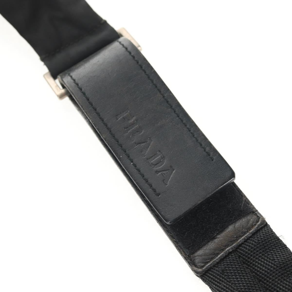 PRADA Shoulder Bag Nylon Black Silver Auth bs30726