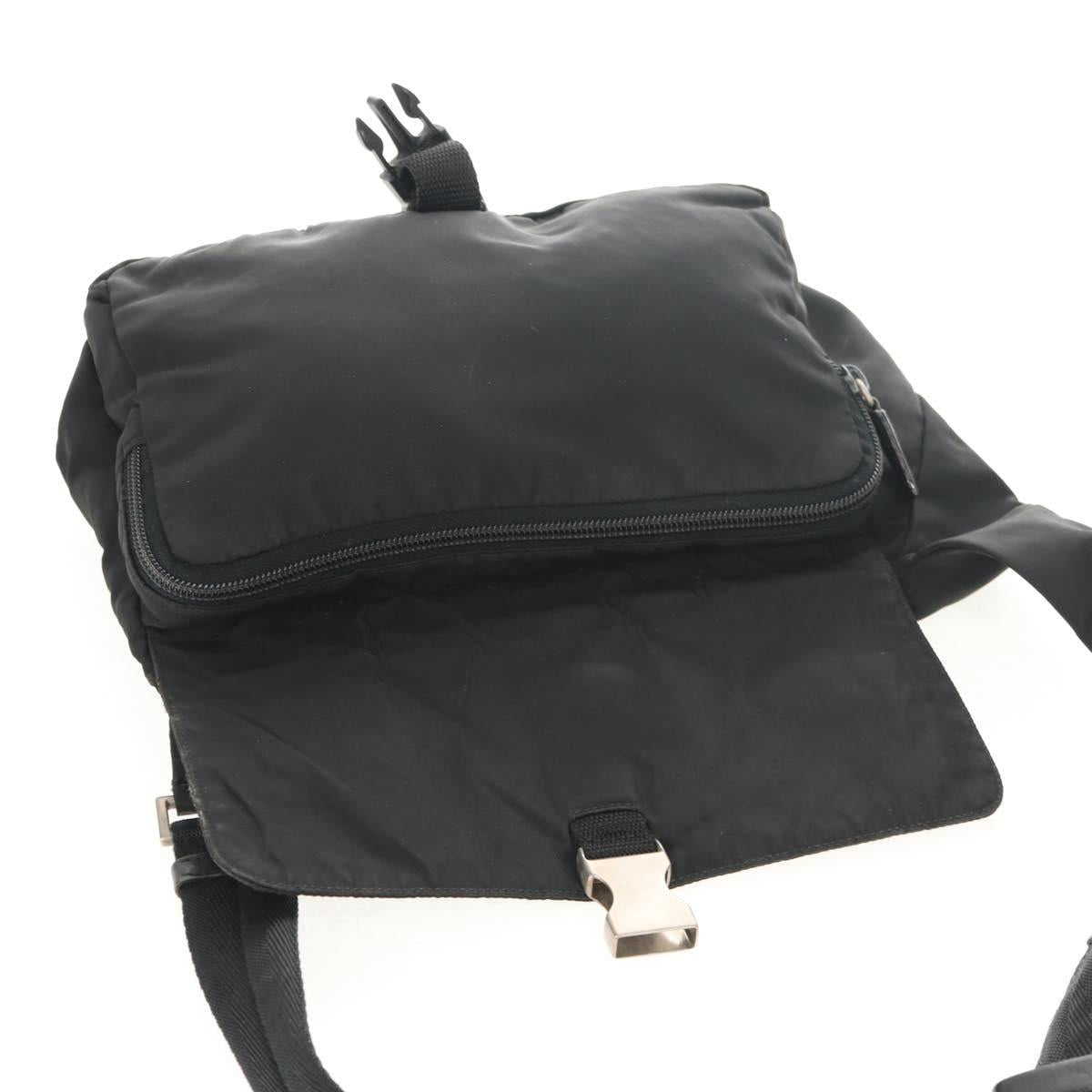 PRADA Shoulder Bag Nylon Black Silver Auth bs30726