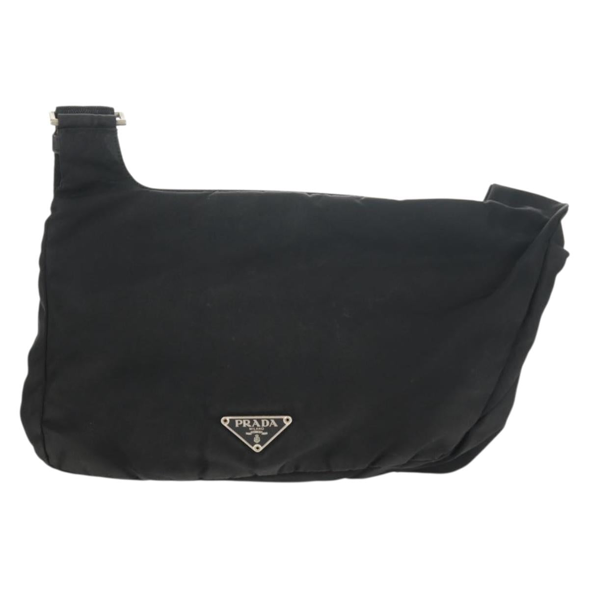 PRADA Shoulder Bag Nylon Black Silver Auth bs30726