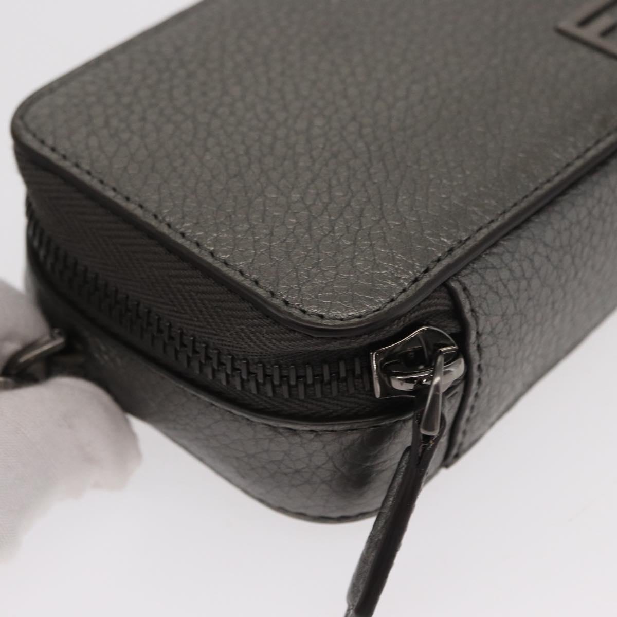 FENDI Shoulder Bag Leather Silver Auth bs30741