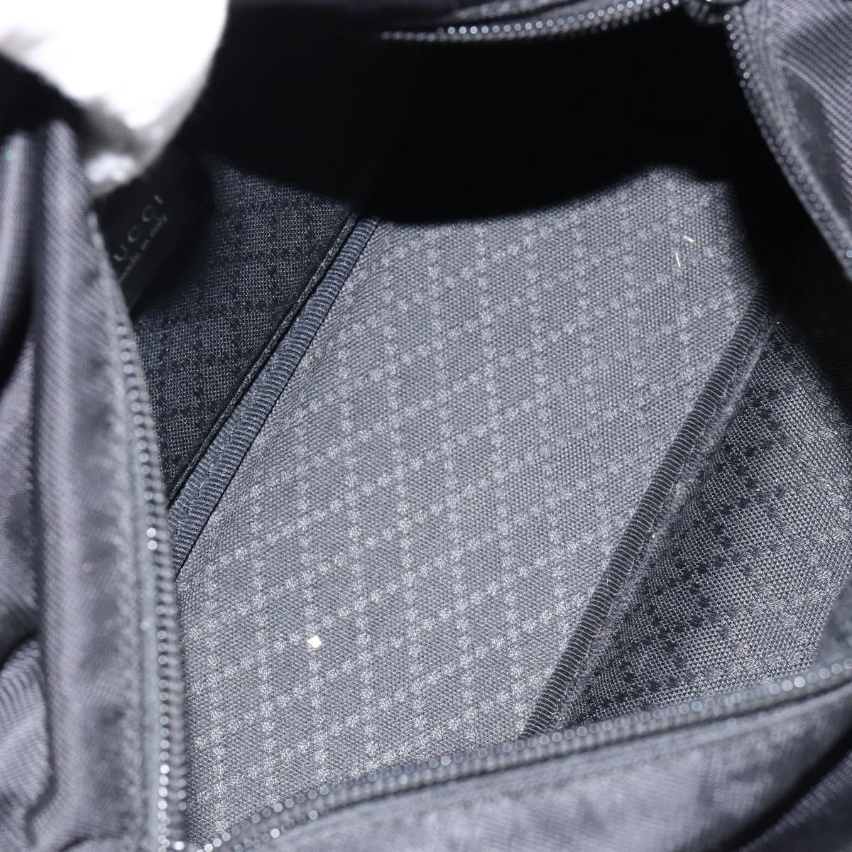 GUCCI Bamboo Hand Bag Leather Black Silver 000 0575 Auth bs30743