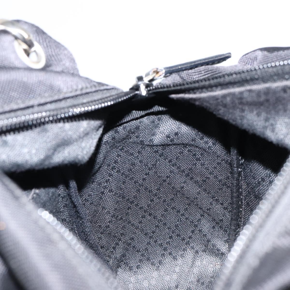 GUCCI Bamboo Hand Bag Leather Black Silver 000 0575 Auth bs30743