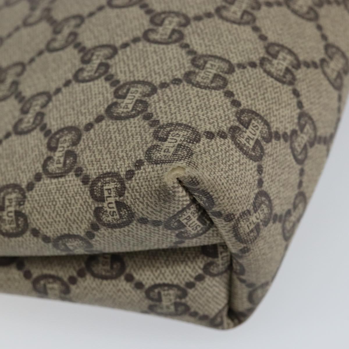 GUCCI GG Plus Supreme Clutch Bag PVC Beige Gold Auth bs30744