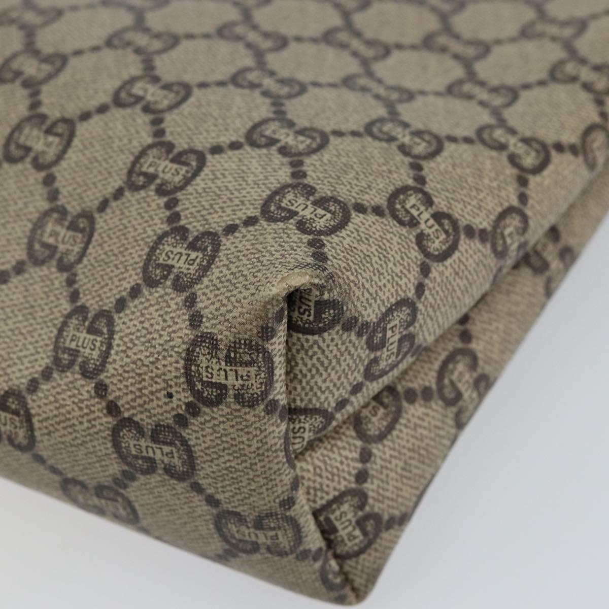 GUCCI GG Plus Supreme Clutch Bag PVC Beige Gold Auth bs30744