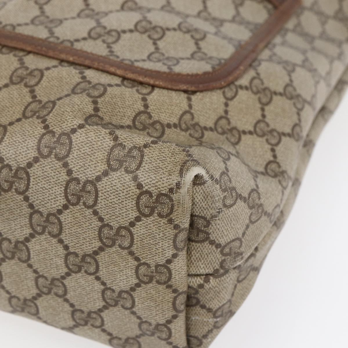 GUCCI GG Supreme Web Sherry Line Tote Bag PVC Beige Gold Auth bs30751