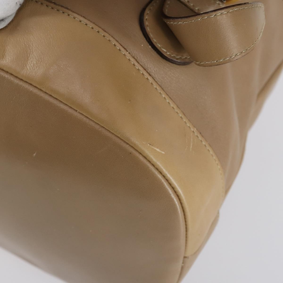 GUCCI Bamboo Backpack Leather Beige Gold 003 2855 0043 0 Auth bs30754